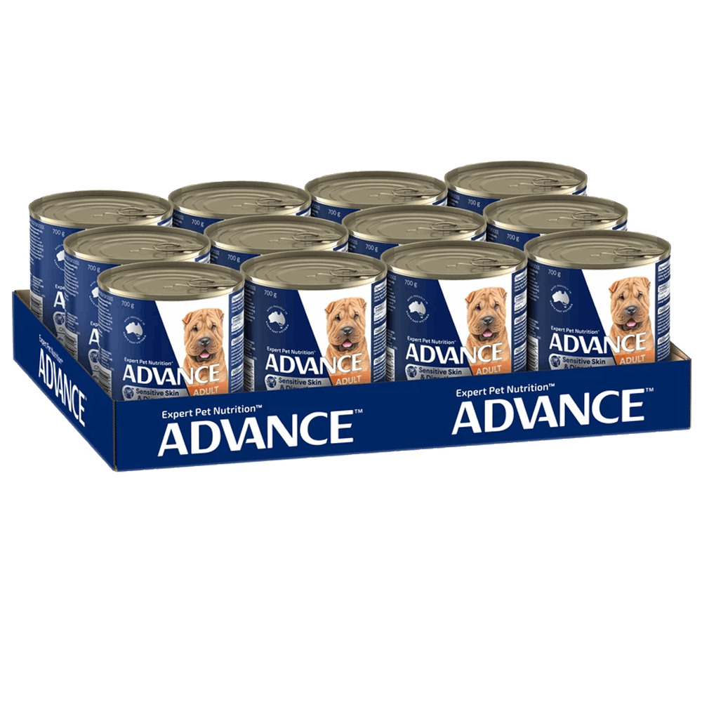 Advance sensitive skin and digestion dog food cans