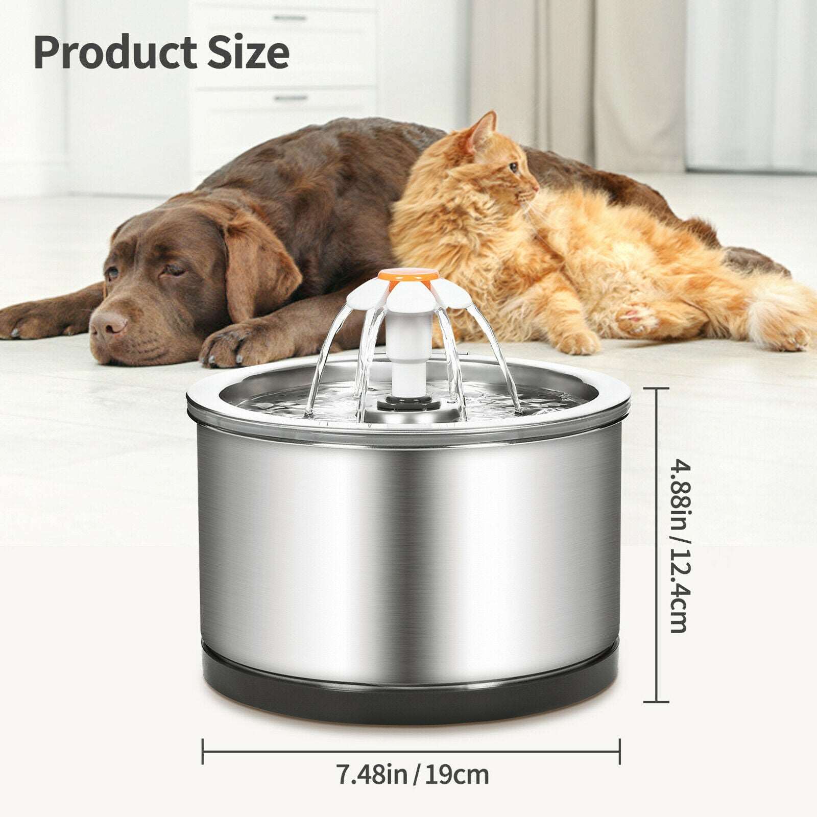 Automatic Electric Pet Water Fountain Dog Stainless Steel