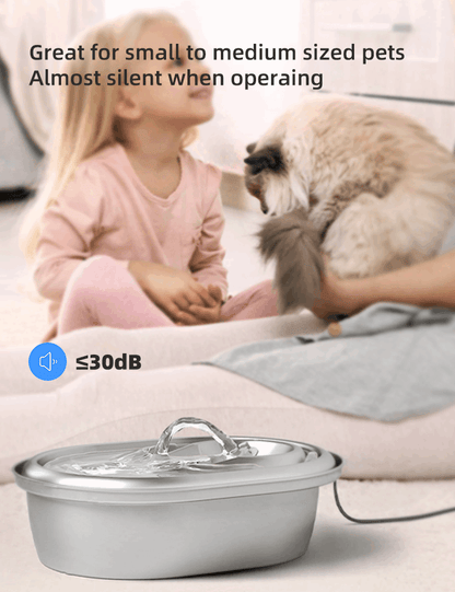 2L Automatic Electric Pet Water Fountain Dog Stainless Steel Dispenser
