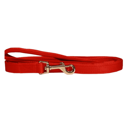 Nylon and Neoprene Dog Lead - Red